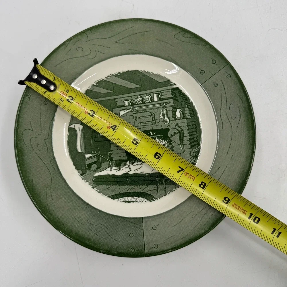 Vintage Colonial Homestead Green by‎ Royal (USA) Luncheon Plate 9 1/8